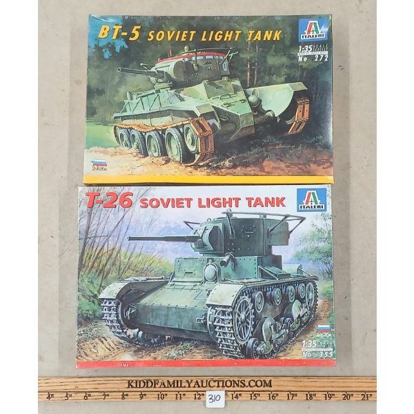 LOT OF 2 - ITALERI T-26 & BT-5 SOVIET LIGHT TANK MODEL KITS