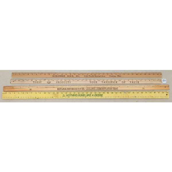 LOT OF 4 - BUICK & JOHN DEERE YARD/METER STICKS