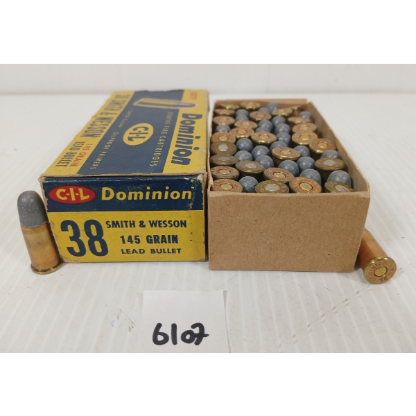 AMMO: 50X CIL DOMINION .38 SMITH & WESSON - 145GR - RN