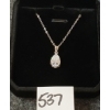 Image 1 : STERLING SILVER & SIMULATED DIAMOND NECKLACE - PEAR CUT