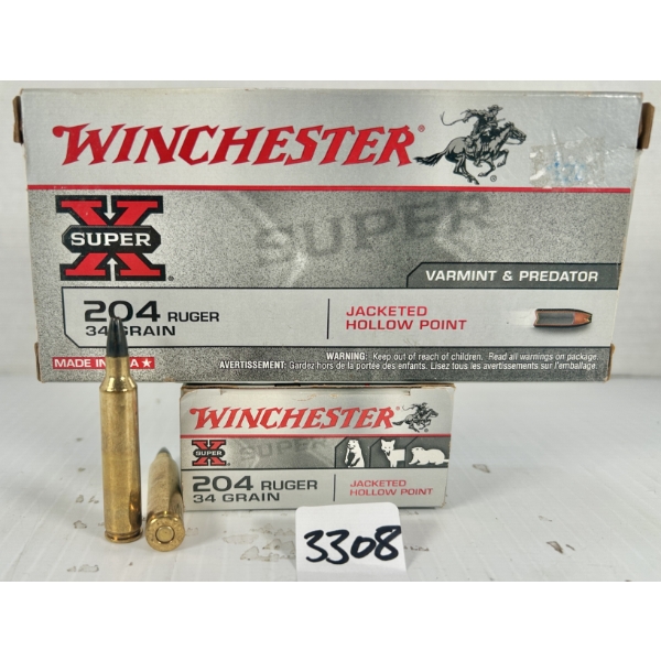 AMMO: 40X WINCHESTER .204 RUGER - 34 GR HP