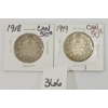 Image 1 : LOT OF 2 - 1918 & 1919 CDN 50 CENT SILVER PCS