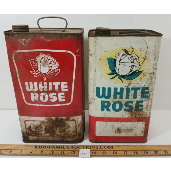 LOT OF 2 - WHITE ROSE MOTOR OIL CANS - GAL