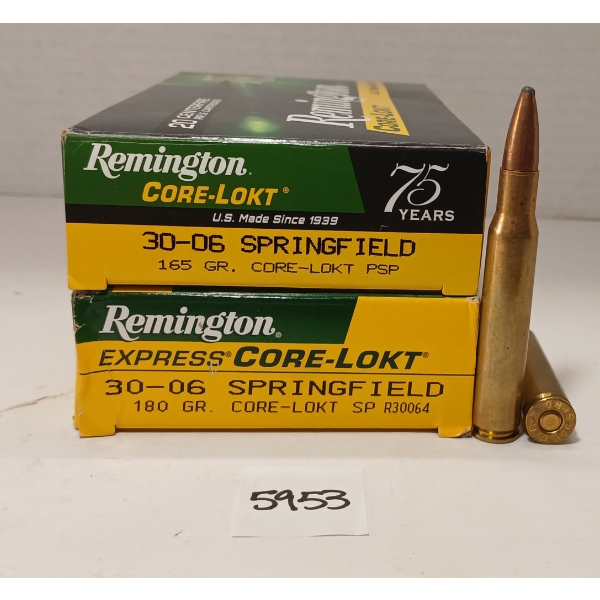 AMMO: 40X REMINGTON .30-06 SPRG - 165GR - CORE-LOKT PSP