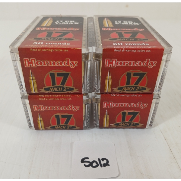 AMMO: 200X HORNADY V-MAX .17 MACH 2 - 17GR - POLYMER TIP - SEALED 
