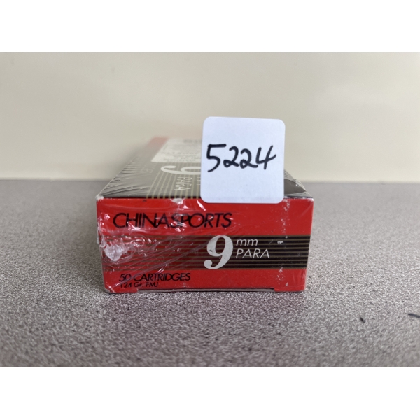 AMMO: 50X CHINA SPORTS 9 MM PARA 124 GR. FMJ