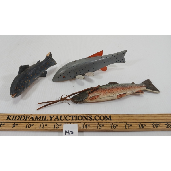 LOT OF 3 - FOLK ART FISH DECOYS