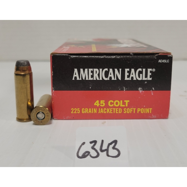 AMMO: 50X AMERICAN EAGLE .45 COLT - 225 GR. JSP