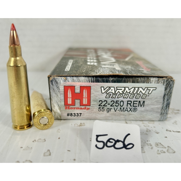 AMMO: 17X HORNADY .22-250 REM - 55 GR POLY TIP