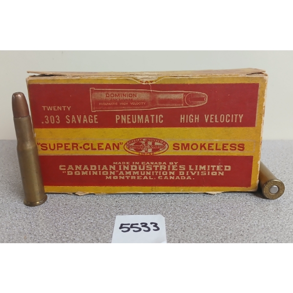 AMMO: 19X DOMINION PNEUMATIC .303 SAV - 150GR - COLLECTOR'S BOX