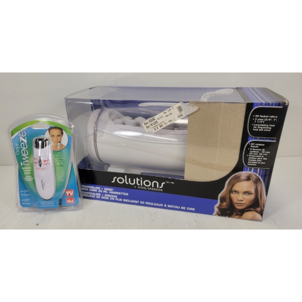 LOT OF 2 - SOLUTIONS HAIR ROLLERS & EMJOI TWEEZE