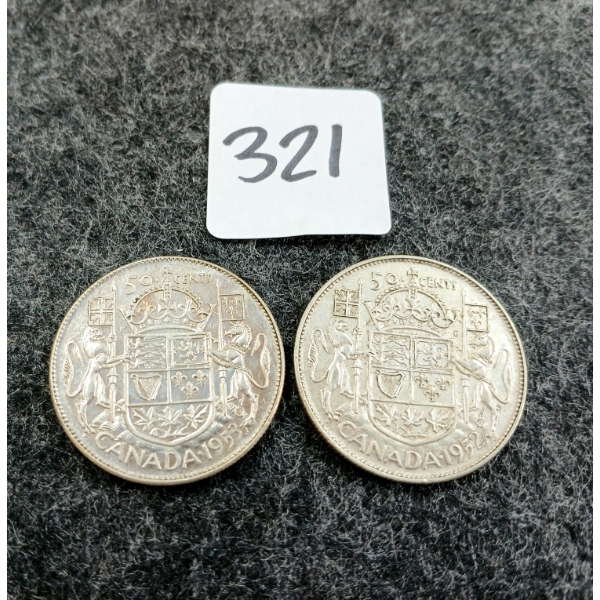 LOT OF 2 - 1952 & 1953 CDN 50 CENT COINS