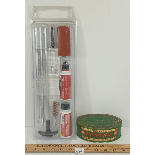 LOT OF 2 - OUTERS 20/28GA CLEANING KIT & REMINGTON TIN