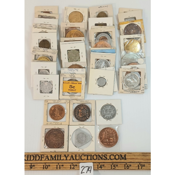 QTY OF MISC TOKENS - 1951 HONOLULU RAPID BUS TOKEN, WALKERTON GROCERS, LAKELAND DAIRIES, ETC