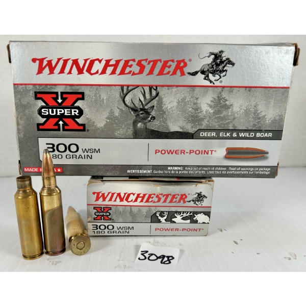 AMMO / BRASS: 19X BRASS & 20X LIVE WIN .300 WSM - 180 GR SP