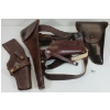 Image 1 : LOT OF 3 - LEATHER HANDGUN HOLSTERS & BELT