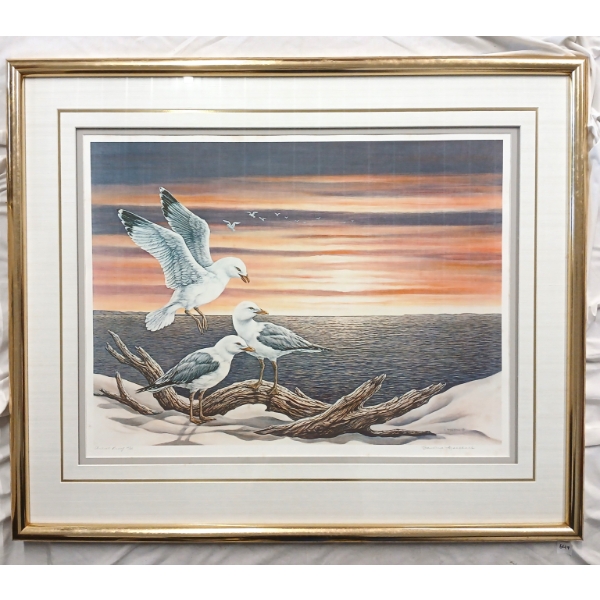 "SUMMER EVENING - SEAGULLS" BY CHRISTINE MARSHALL (PRS CDN ARTIST) - FRAMED PRINT 