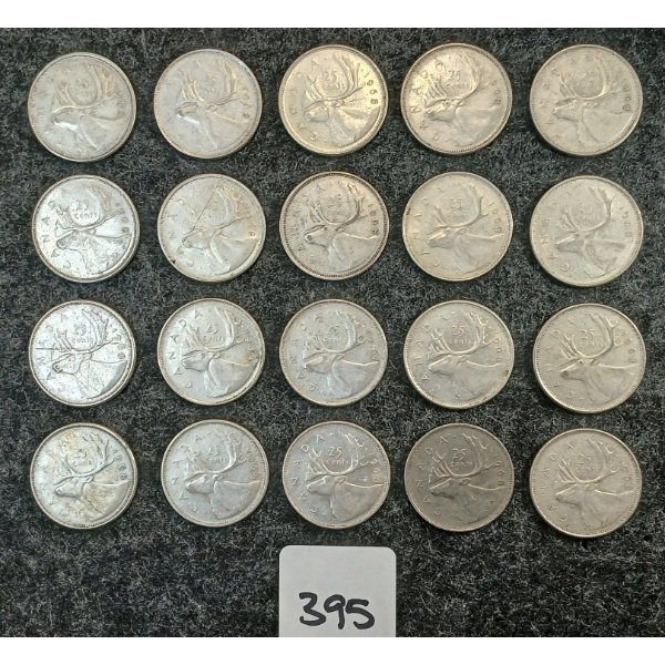 LOT OF 20 - 1968 CDN 25 CENT COINS