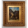 Image 1 : VILLAGE SCENE - SIGNED - GILDED FRAMED OIL ON BOARD