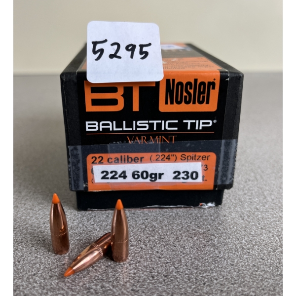 BULLETS: APPROX 230X NOSLER .224 60 GR. VARMENT SPITZER 