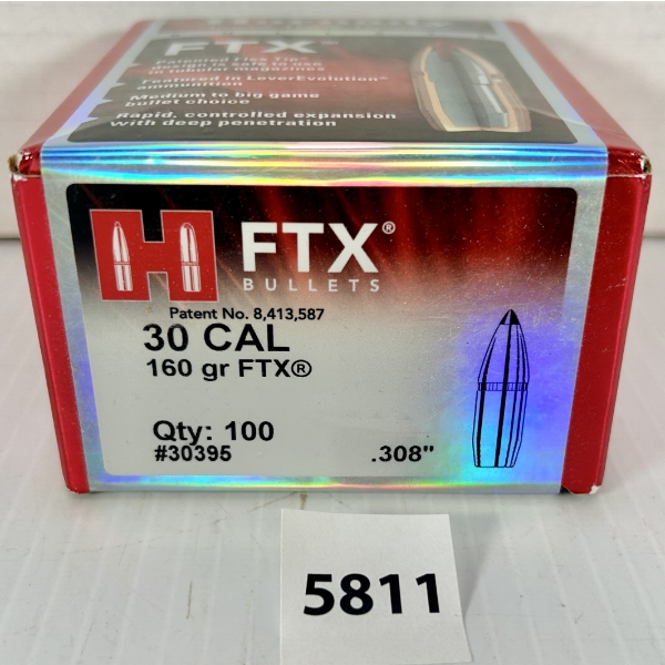 BULLETS: 100X HORNADY .30 CAL - 160 GR POLY TIP