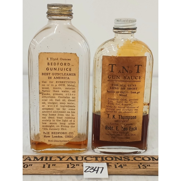 LOT OF 2 - 1950'S BEDFORD GUN JUICE & T.N.T. GUN SAUCE