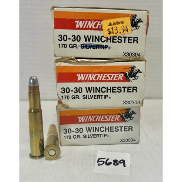 AMMO/BRASS: 45X LIVE & 11X BRASS WINCHESTER .30-30 WIN 170GR. SP