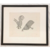 Image 1 : "UNTITLED: BIRD & SEAL" BY LUCY QINNUAYUAK (1915 - 1982) - FRAMED ENGRAVING