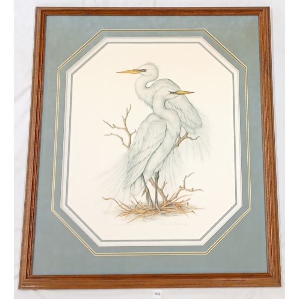 "GREAT WHITE EGRETS" BY CHRISTINE MARSHALL (PRS CDN ARTIST) - FRAMED PRINT 