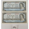 LOT OF 2 - 1954 CDN $5 BANKNOTES