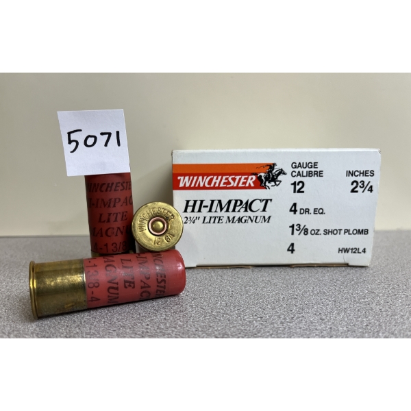 AMMO: 20X WINCHESTER HI-IMPACT LITE MAGNUM 12 GA - 2-3/4IN - 1-3/8 OZ #4
