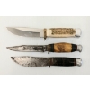 Image 5 : LOT OF 3 - KNIVES W/ NATURE EMBOSSED LEATHER SHEATHS