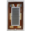 FRAMED MULTI-TONED STAINED GLASS MIRROR