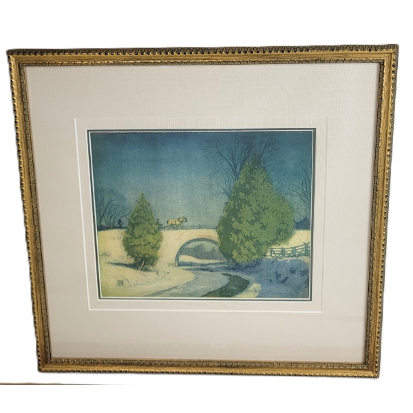 BRIDGE BY FREDERICK STANLEY HAINES(1879 - 1960) - FRAMED PRINT