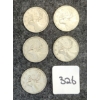 Image 1 : LOT OF 5 - 1947 CDN 25 CENT COINS 