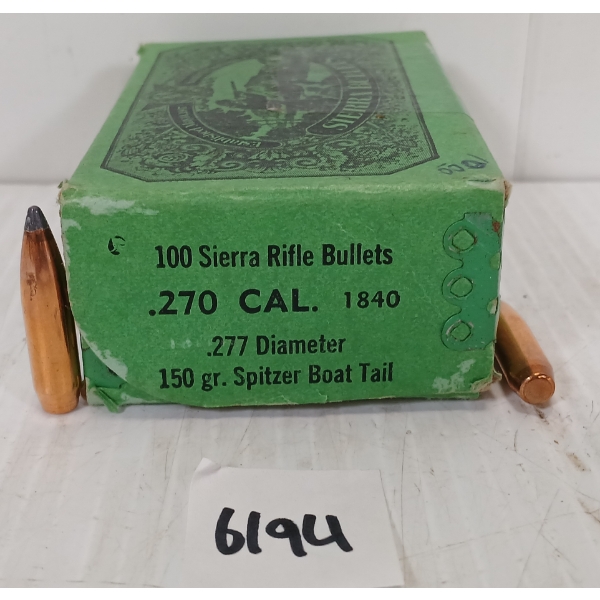 BULLETS: 100X SIERRA .270 - 150GR - SPITZER BT