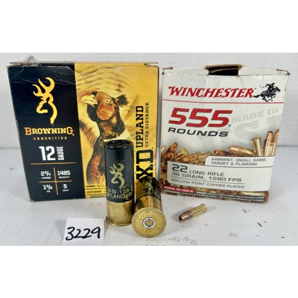 AMMO: 25X 12 GA 2-3/4 IN #5 & APPROX 500X .22 LR - 36 GR HP