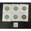 Image 1 : LOT OF 6 - CDN SILVER 25 CENT PCS - INCL 1881, 1913, 1921 & 1930, ETC