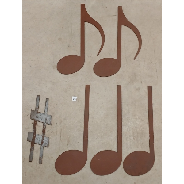 LOT OF 6 - MUSIC NOTES - LASER-CUT METAL WALL ART