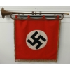 Image 1 : WWII GERMAN TRUMPET W/ LORIENT-FRANCE U-BOAT FLAG