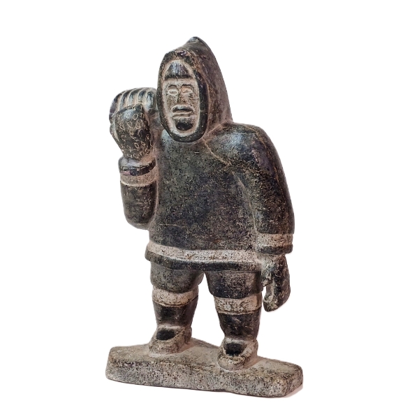 HUNTER CARRYING SEAL TAIL - SIGNED - STONE