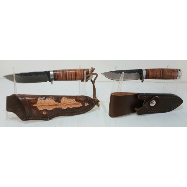 LOT OF 2 - BROWNING KNIVES W/ LEATHER SHEATHS