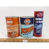 Image 3 : LOT OF 3 - GULF MOTOR OIL & TRANSMISSION QT FIBRE CANS - STP COIN BANK