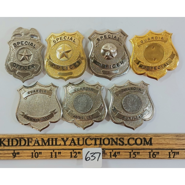 LOT OF 7 - SPECIAL POLICE & OFFICER BADGES