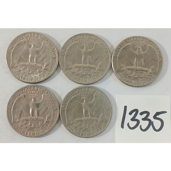 LOT OF 5 - 1942 U.S. 25 CENT SILVER COINS