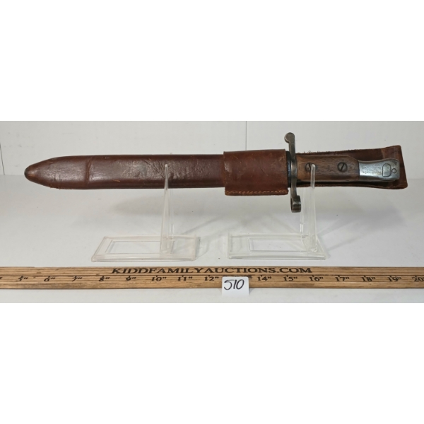 FIRST MODEL WWI ROSS RIFLE BAYONET W/ SCABBARD & FROG