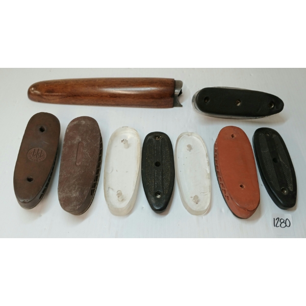 LOT OF 9 - MISC FORESTOCK & BUTT PLATES - INCL MORGAN ADJUSTABLE