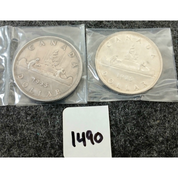 LOT OF 2 - 1935 CDN SILVER DOLLARS - VOYAGEUR