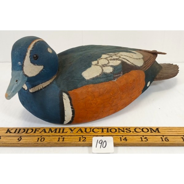 HARLEQUIN #1 DECOY DUCK BY A. BERUBE - CIRCA 2001