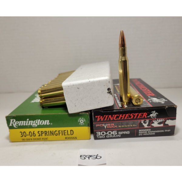 AMMO: 40X REMINGTON & WINCHESTER .30-06 SPRG - 180GR - BRONZE POINT & PHP